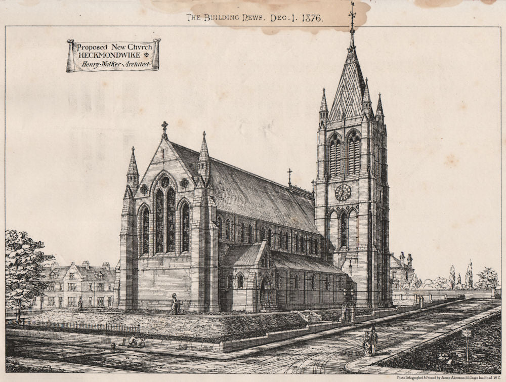 Proposed new church, Heckmondwike; Henry Walker, Architect. Yorkshire 1876